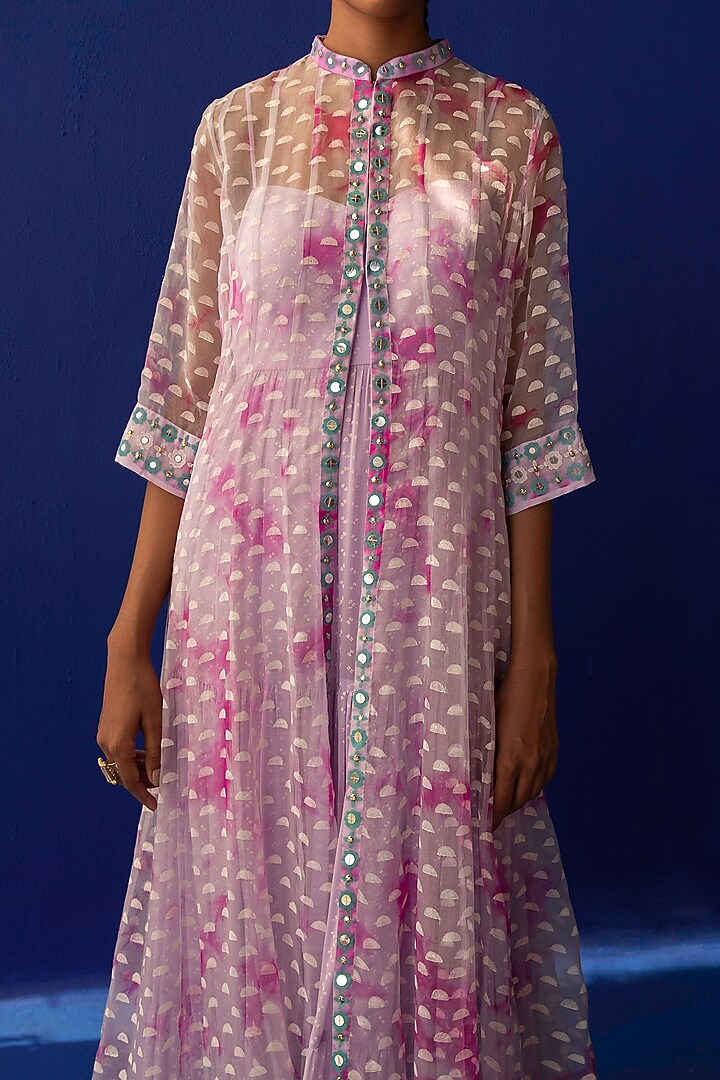 Lilac & Fuchsia Printed Jacket Cocktail Dress by Surbhi Gupta at Pernia's Pop Up Shop