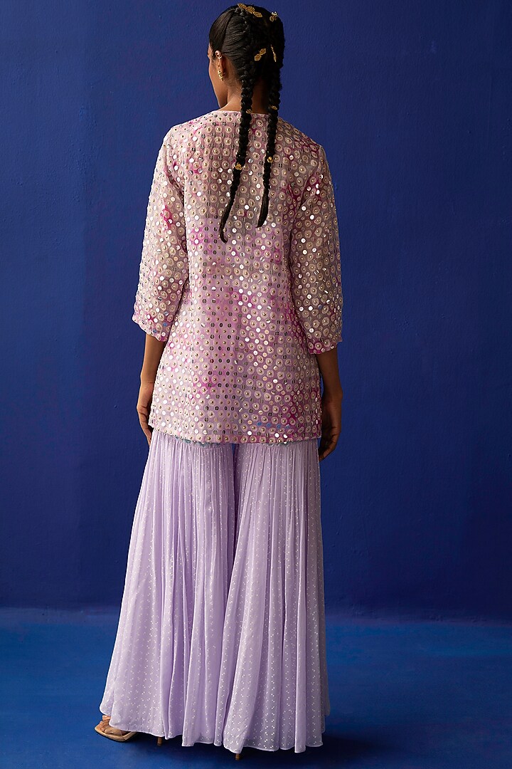 Lilac & Fuchsia Printed Wedding Sharara Set by Surbhi Gupta at Pernia's Pop Up Shop