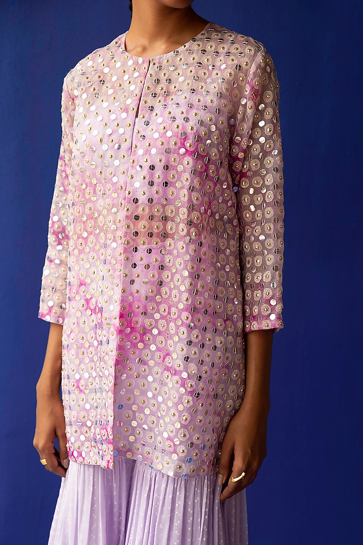 Lilac & Fuchsia Printed Wedding Sharara Set by Surbhi Gupta at Pernia's Pop Up Shop
