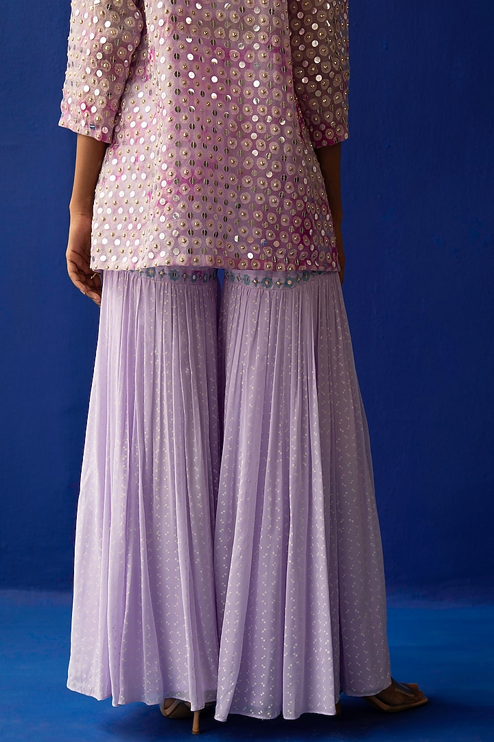 Lilac & Fuchsia Printed Wedding Sharara Set by Surbhi Gupta at Pernia's Pop Up Shop