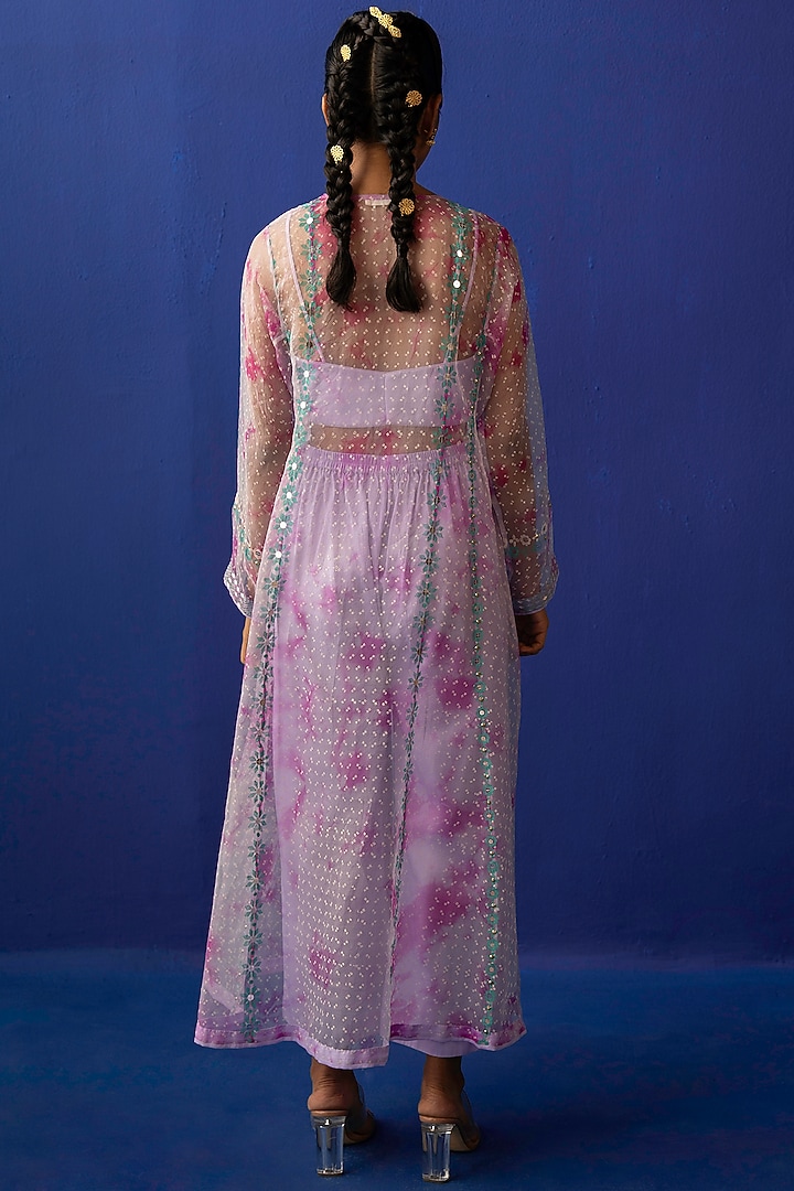 Lilac & Fuchsia Printed Kurta Set by Surbhi Gupta at Pernia's Pop Up Shop