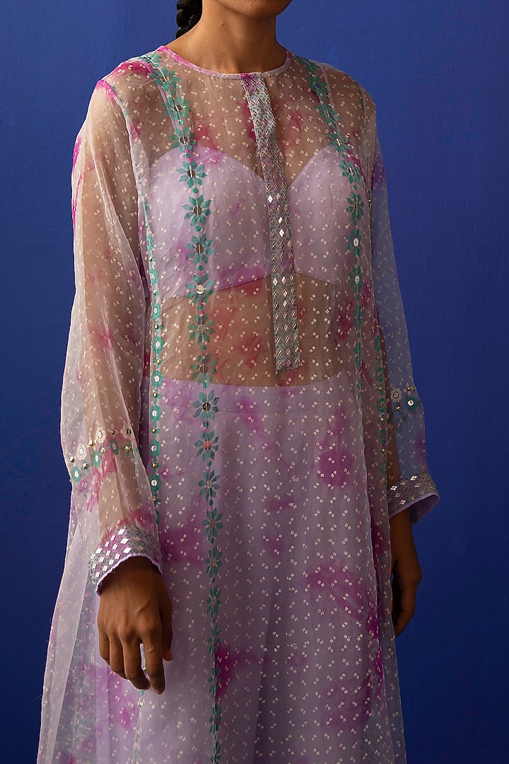 Lilac & Fuchsia Printed Kurta Set by Surbhi Gupta at Pernia's Pop Up Shop