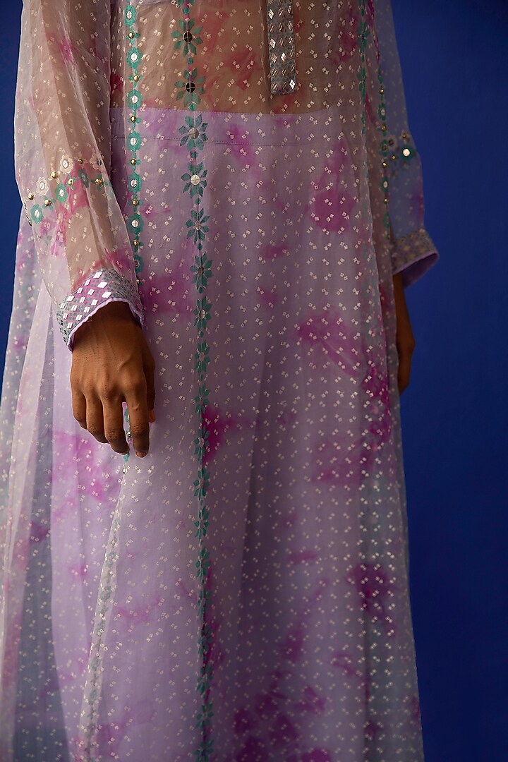 Lilac & Fuchsia Printed Kurta Set by Surbhi Gupta at Pernia's Pop Up Shop