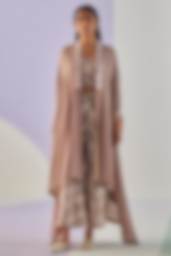 Grey Crinkled Fabric Cape Set by Surbhi Gupta at Pernia's Pop Up Shop