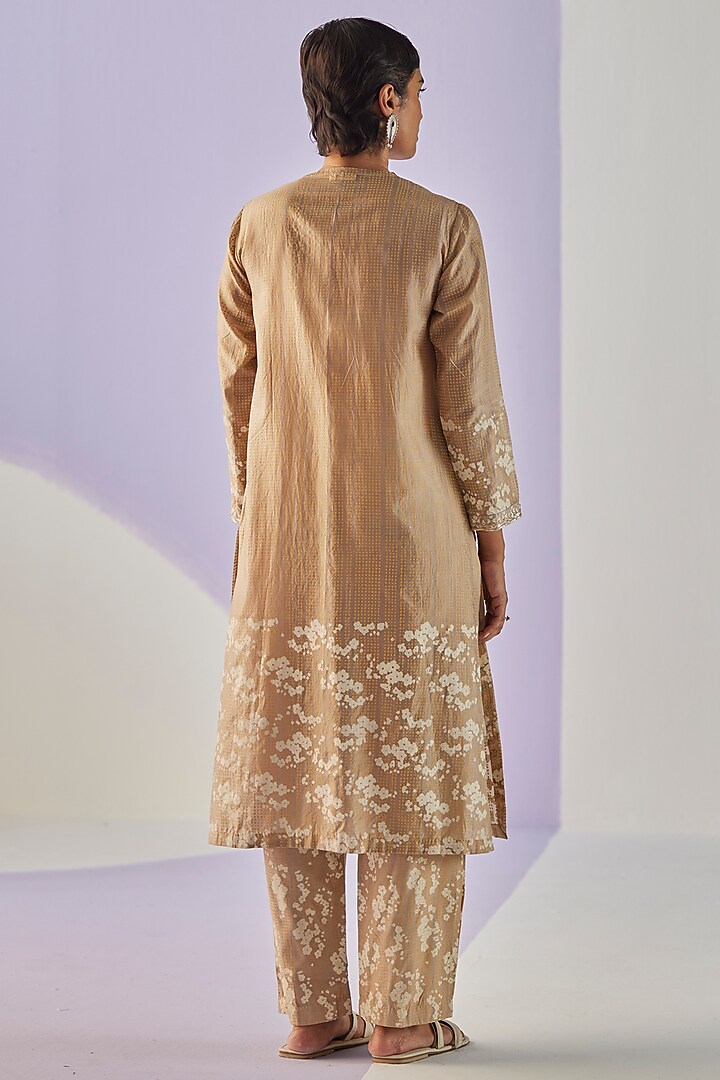 Grey Cotton Silk Block Printed Kurta Set by Surbhi Gupta at Pernia's Pop Up Shop