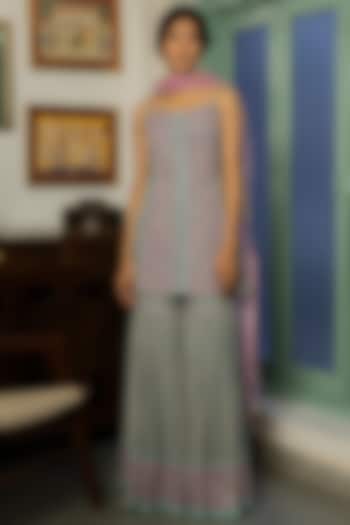 Powder Blue Georgette Wedding Sharara Set by Surbhi Gupta at Pernia's Pop Up Shop