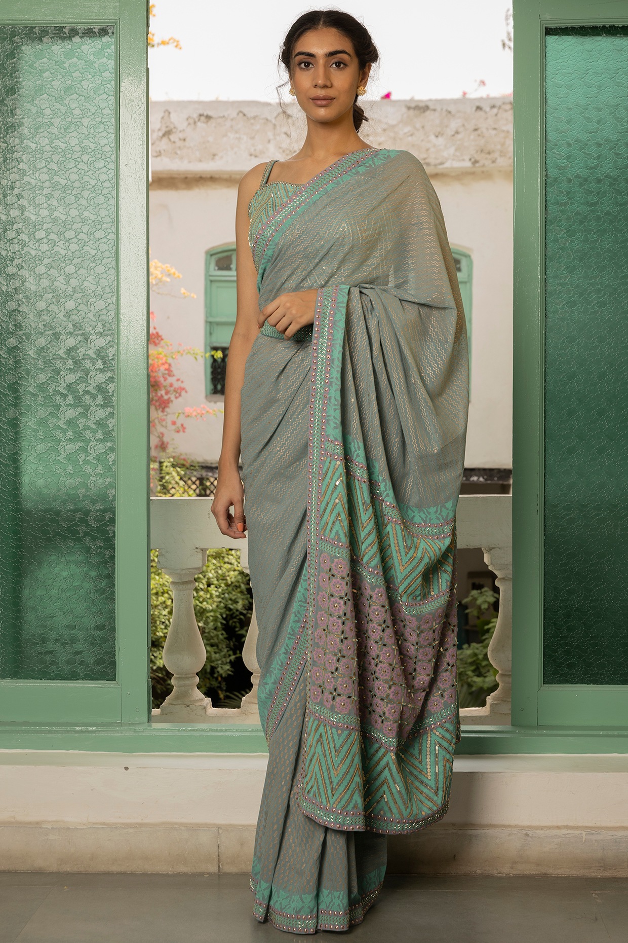 Cotton Saree : Multicolor khadi cotton color block print ...