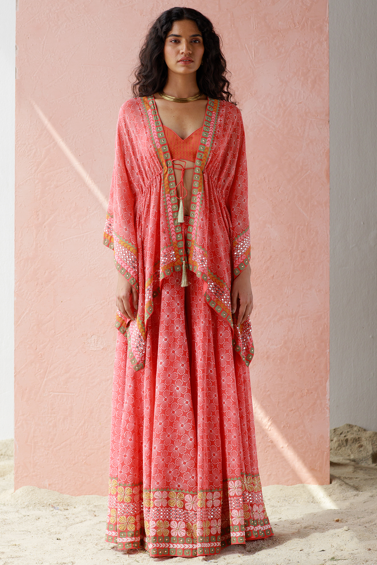 Rust Mirror Embroidered Wedding Sharara Set by Surbhi Gupta at Pernia's Pop Up Shop