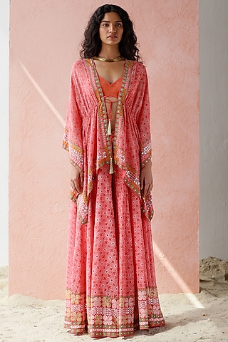Rust Mirror Embroidered Sharara Set by Surbhi Gupta