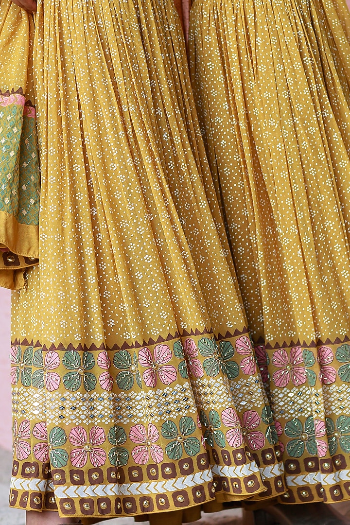 Ochre Block Print Sharara Set by Surbhi Gupta at Pernia's Pop Up Shop