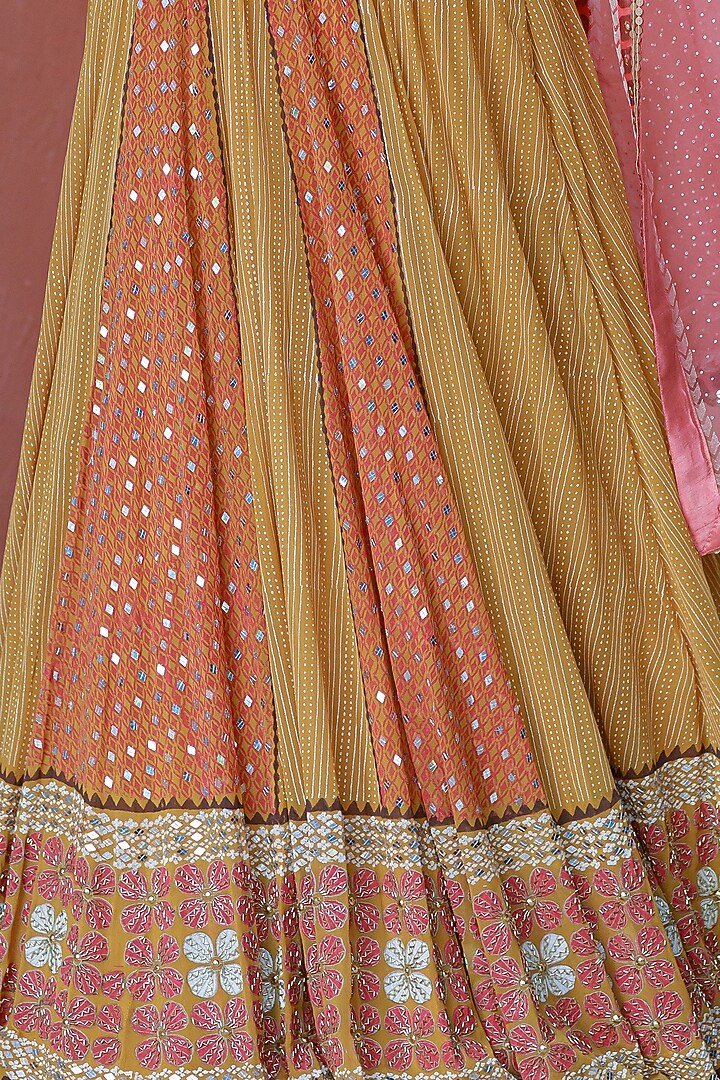 Ochre Embroidered Wedding Lehenga Set by Surbhi Gupta at Pernia's Pop Up Shop