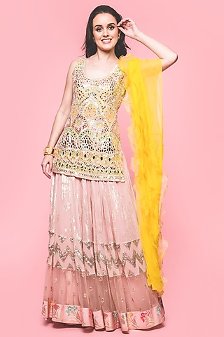 Multi Colored Embroidered Lehenga Set by Surabhi Gandhi