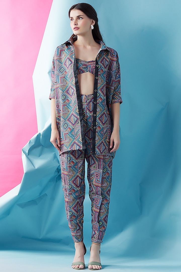 Multi-Colored Printed Pant Set by Surabhi Gandhi