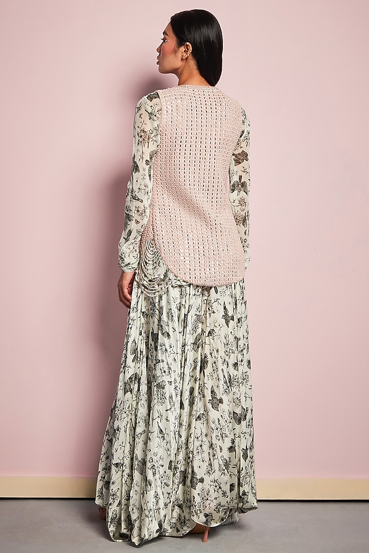 Black & White Georgette Printed Co-Ord Set by Surabhi Gandhi at Pernia's Pop Up Shop