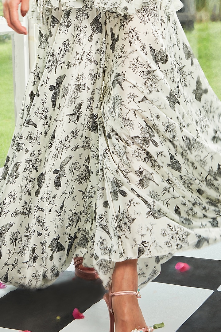 Black & White Georgette Printed Co-Ord Set by Surabhi Gandhi at Pernia's Pop Up Shop