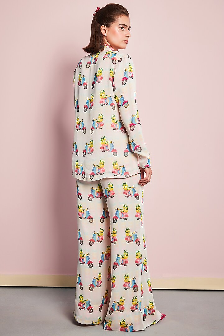 White Georgette Printed Co-Ord Set by Surabhi Gandhi at Pernia's Pop Up Shop