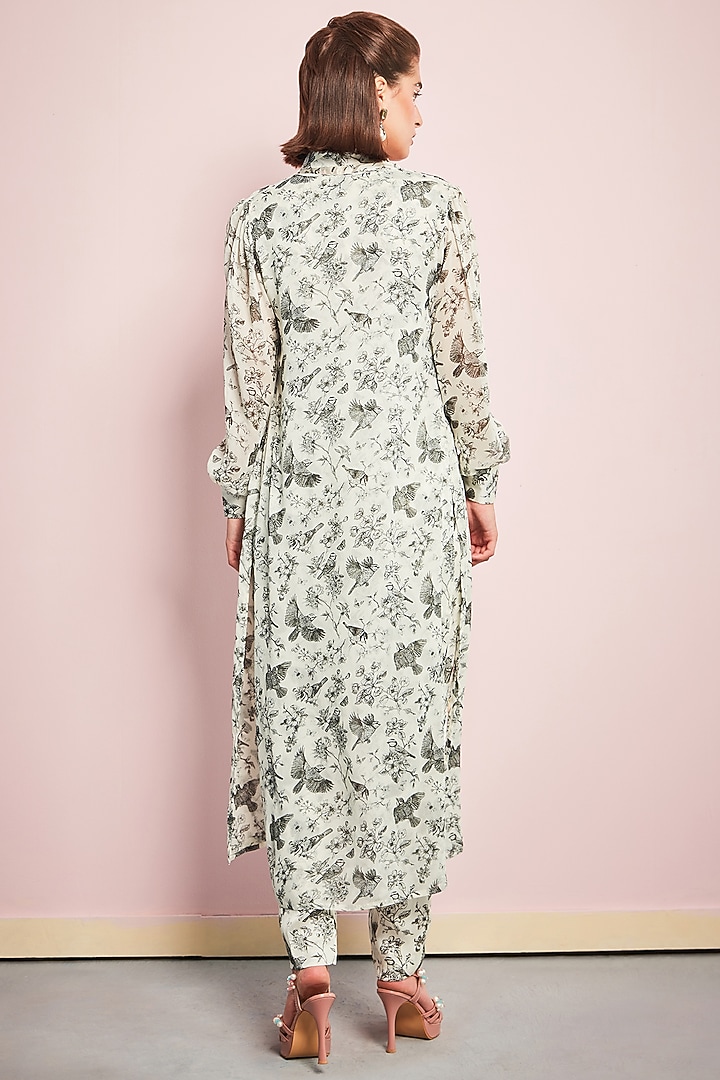 Black & White Georgette Printed & Embroidered Co-Ord Set by Surabhi Gandhi at Pernia's Pop Up Shop