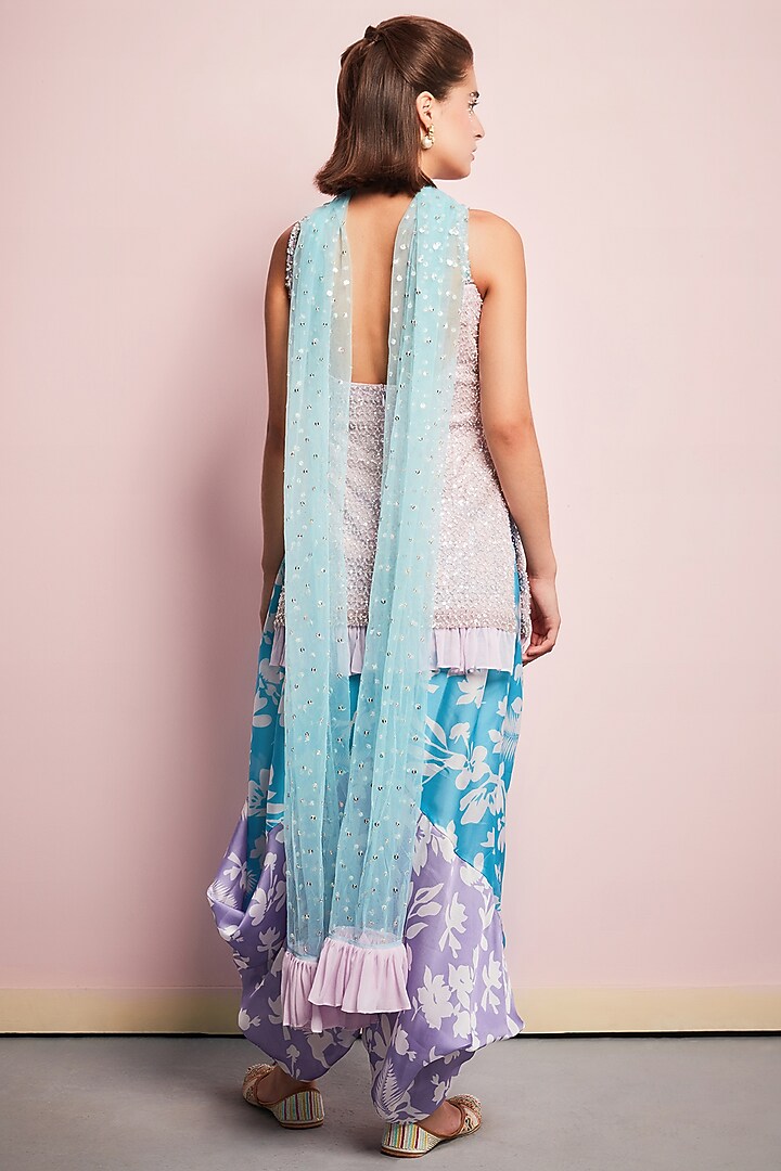 Lavender Georgette Sequins Embroidered Kurta Set by Surabhi Gandhi at Pernia's Pop Up Shop