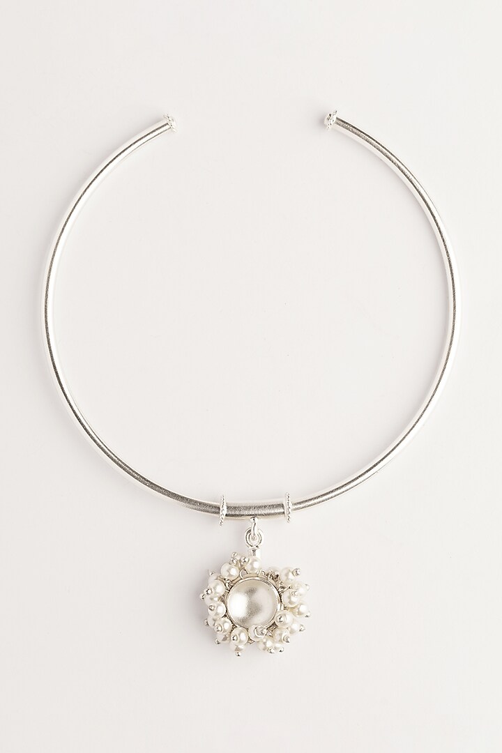 White Finish Pearl Handcuff by Suhani Pittie at Pernia's Pop Up Shop
