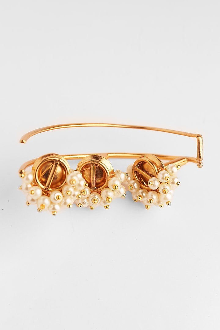 Gold Finish Pearl Ear Cuffs by Suhani Pittie at Pernia's Pop Up Shop