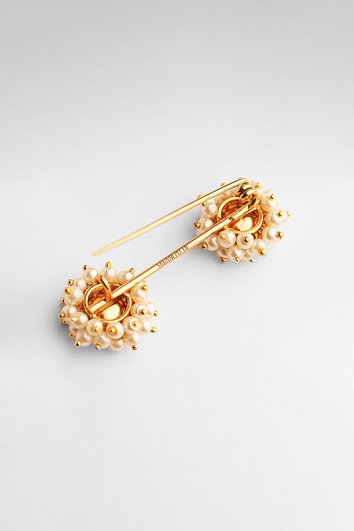Gold Finish Pearl Brooch Pins (Set Of 3) by Suhani Pittie at Pernia's Pop Up Shop