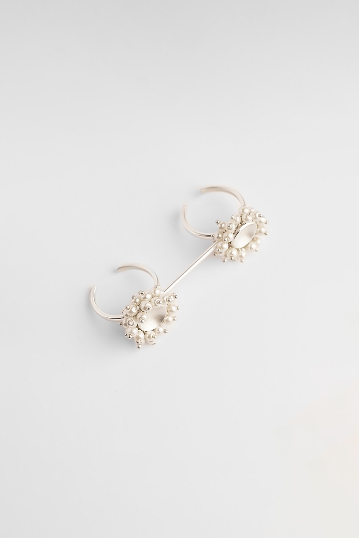White Finish Pearl Double Ring by Suhani Pittie at Pernia's Pop Up Shop
