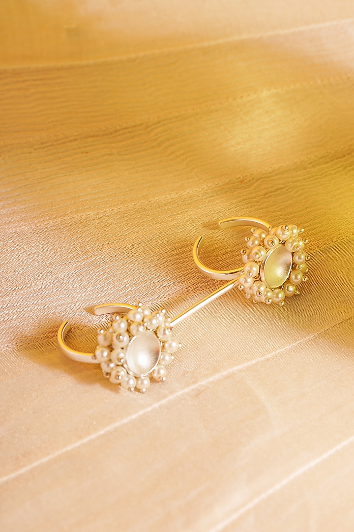 White Finish Pearl Double Ring by Suhani Pittie at Pernia's Pop Up Shop