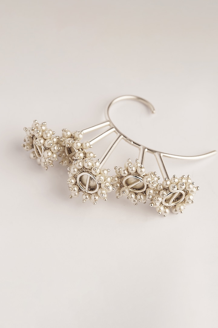 White Finish Pearl Ear Cuffs by Suhani Pittie