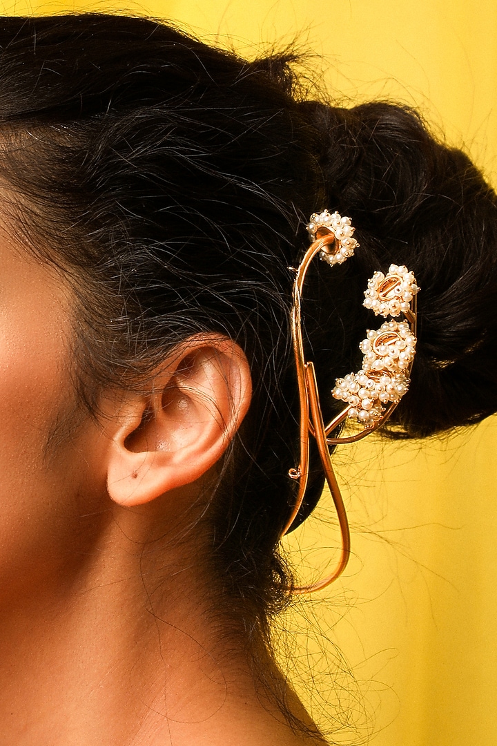 Gold Pearl Hairband by Suhani Pittie at Pernia's Pop Up Shop