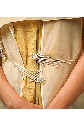 White Finish Pearl Firecracker Belt by Suhani Pittie