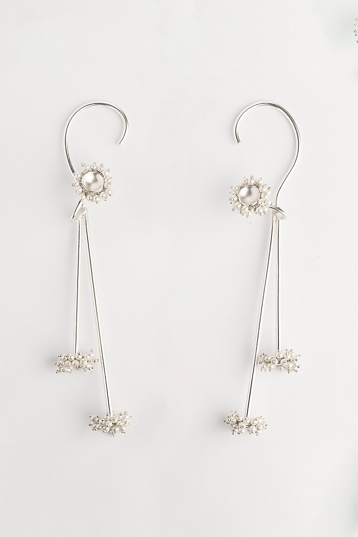 White Finish Pearl Ear Cuffs Design by Suhani Pittie at Pernia's Pop Up