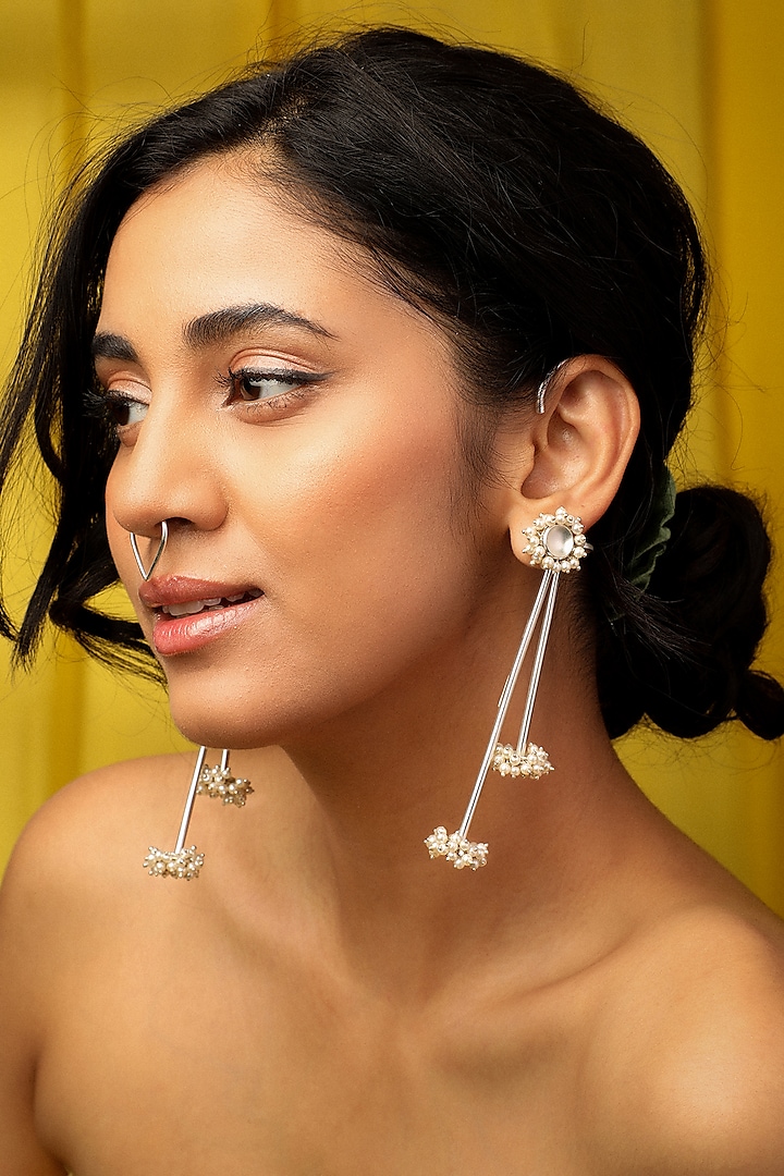 White Finish Pearl Ear Cuffs by Suhani Pittie