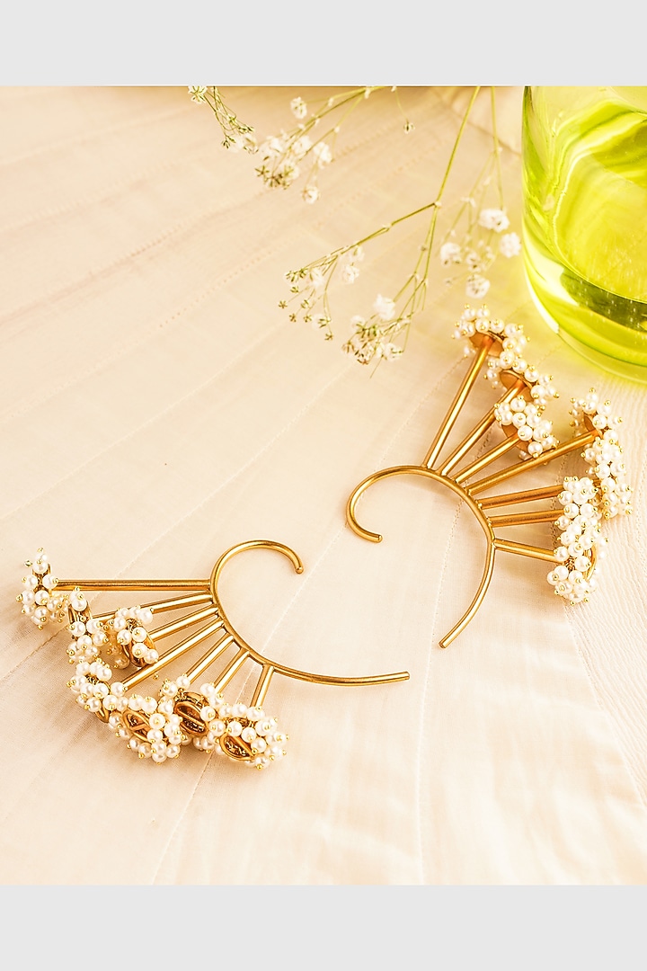 Gold Plated Pearl Earcuffs by Suhani Pittie at Pernia's Pop Up Shop