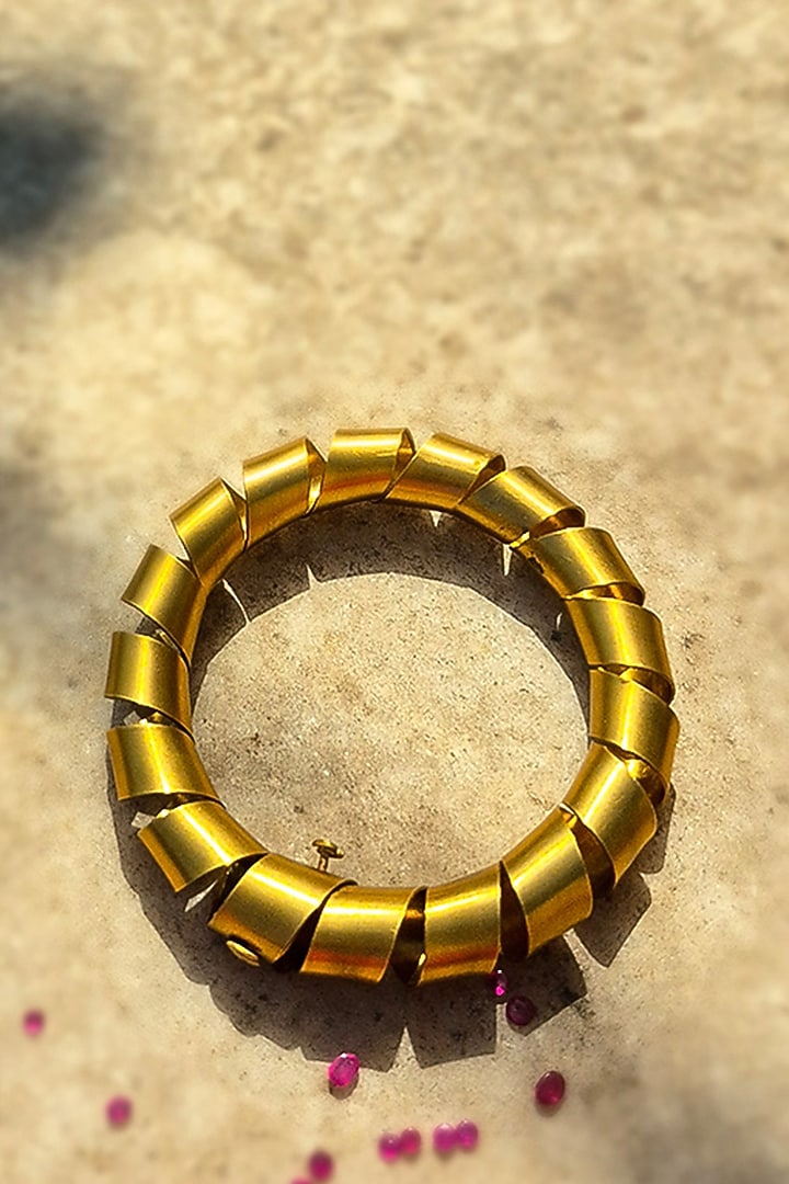 Gold Plated Brass Spiral Cuff by Suhani Pittie at Pernia's Pop Up Shop