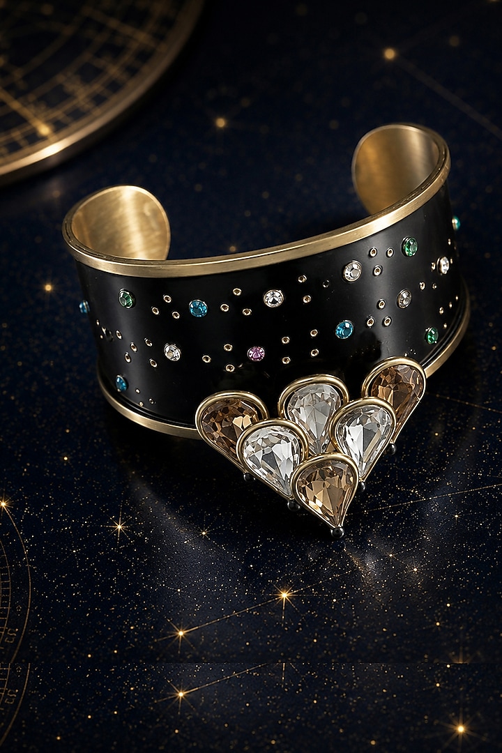 Gold Plated Multi-Colored Crystal & Cubic Zirconia Cuff  by Suhani Pittie at Pernia's Pop Up Shop