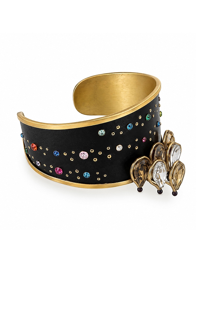 Gold Plated Multi-Colored Crystal & Cubic Zirconia Cuff  by Suhani Pittie at Pernia's Pop Up Shop