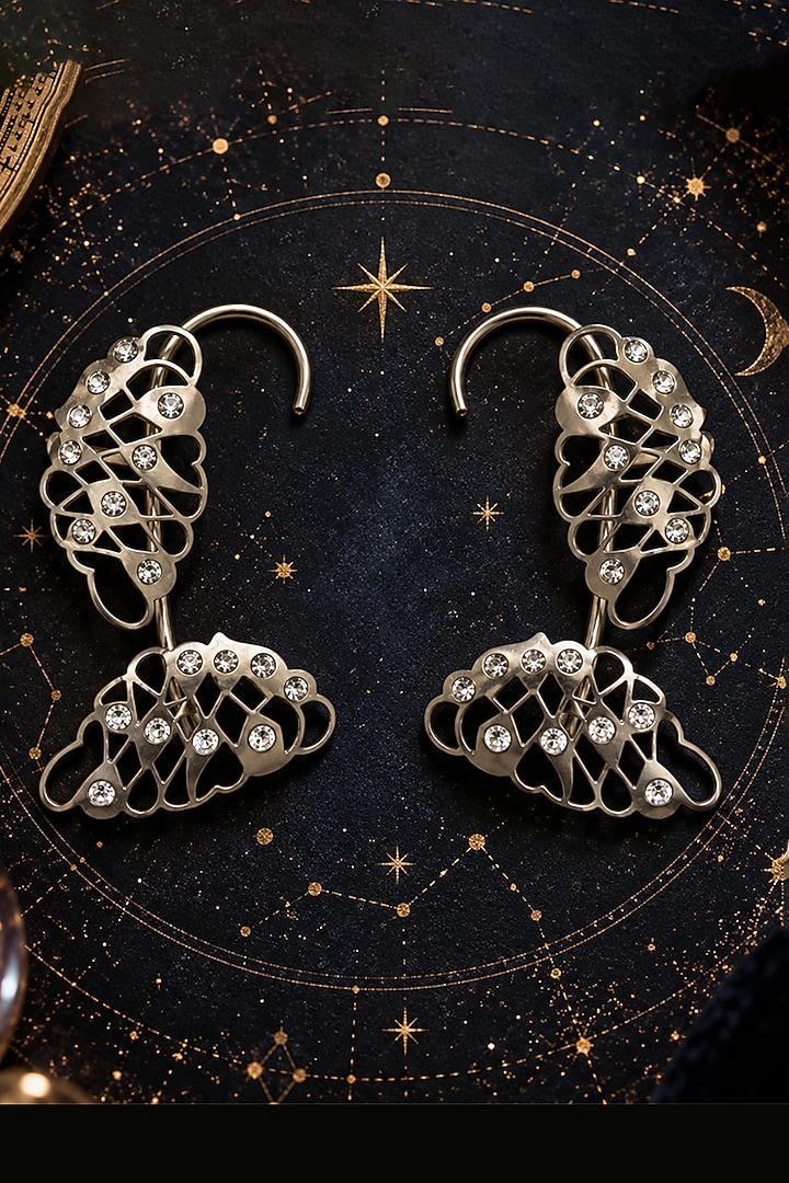 Silver Finish Cubic Zirconia Ear Cuffs by Suhani Pittie at Pernia's Pop Up Shop