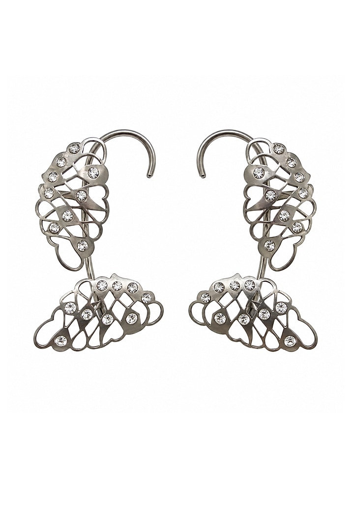 Silver Finish Cubic Zirconia Ear Cuffs by Suhani Pittie at Pernia's Pop Up Shop
