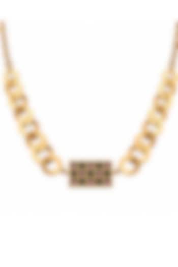 Gold Plated Cubic Zirconia Statement Pendant Necklace by Suhani Pittie at Pernia's Pop Up Shop