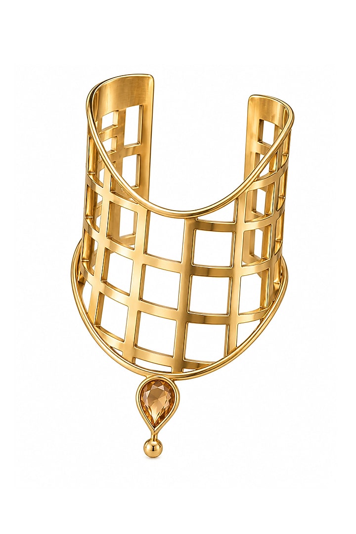 Gold Plated Crystal Cuff Bangle by Suhani Pittie at Pernia's Pop Up Shop