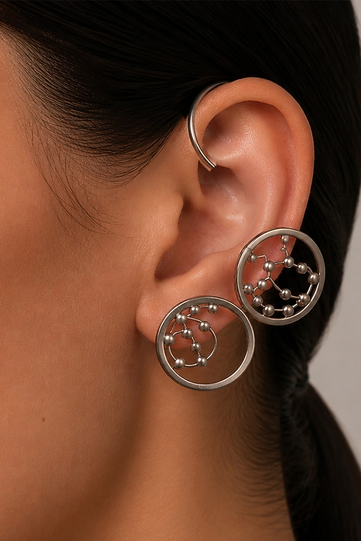Silver Finish Handcrafted Ear Cuffs by Suhani Pittie at Pernia's Pop Up Shop