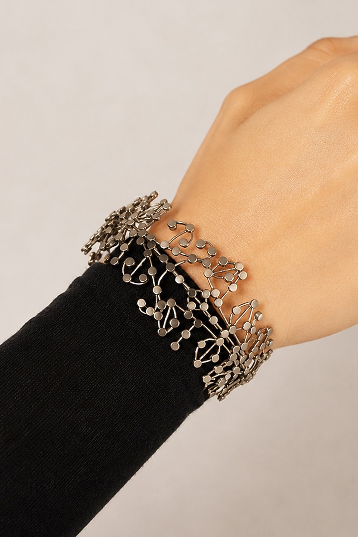 Silver Finish Handcrafted Cuff Bracelet by Suhani Pittie at Pernia's Pop Up Shop