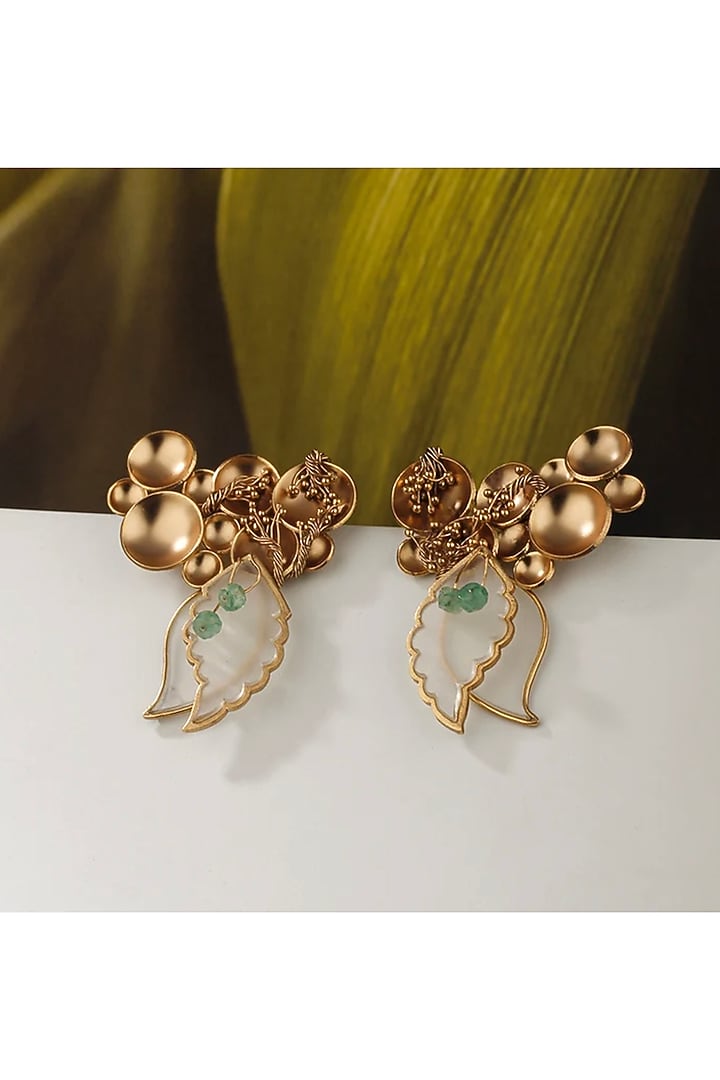 Gold Plated Leaf Stud Earrings by Suhani Pittie at Pernia's Pop Up Shop