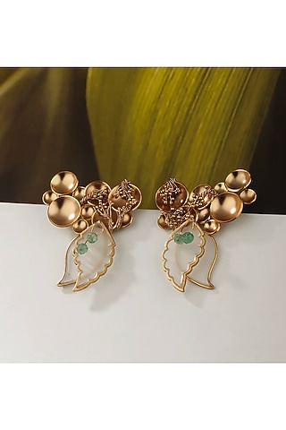 Gold Plated Leaf Stud Earrings by suhani pittie