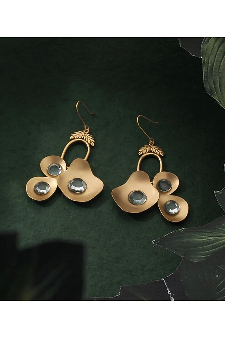 Gold Plated Crystal Dangler Earrings by Suhani Pittie at Pernia's Pop Up Shop