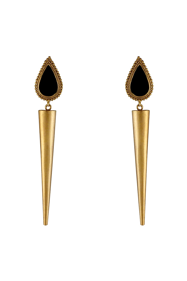 Gold Finish Cone Dangler Earrings by Suhani Pittie at Pernia's Pop Up Shop