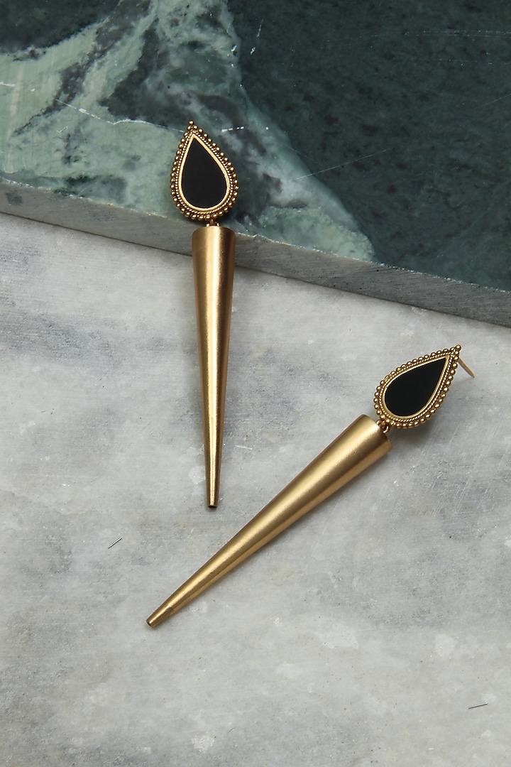 Gold Finish Cone Dangler Earrings by Suhani Pittie at Pernia's Pop Up Shop
