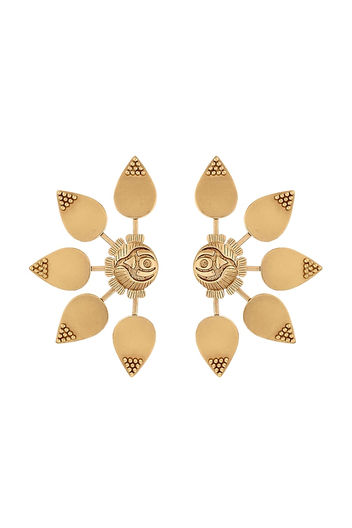 Gold Finish Rose Stud Earrings by Suhani Pittie at Pernia's Pop Up Shop