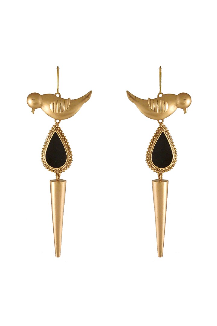 Gold Finish Bird Drop Dangler Earrings by Suhani Pittie at Pernia's Pop Up Shop