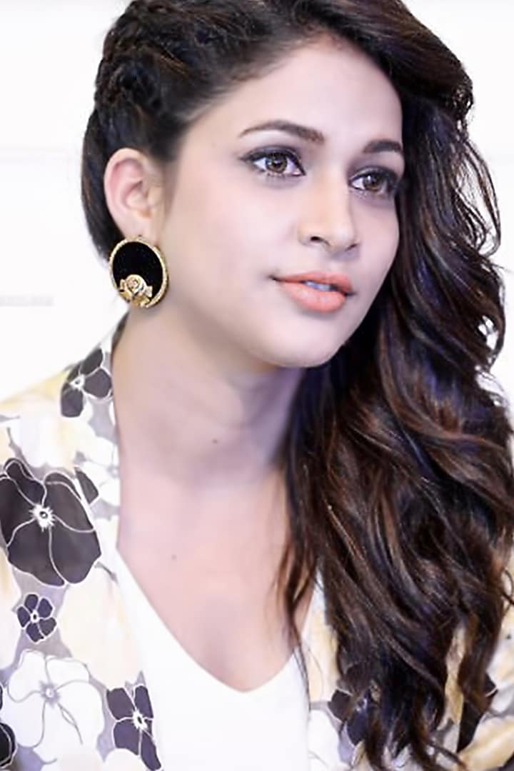 Gold Finish Rose Stud Earrings by Suhani Pittie at Pernia's Pop Up Shop